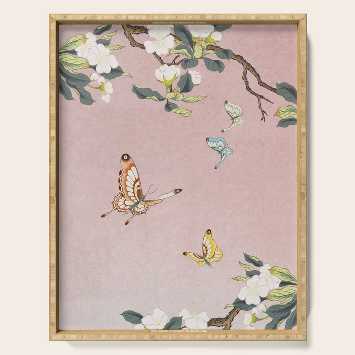 Butterflies and pear blossoms Serving Tray Gallery Image 1