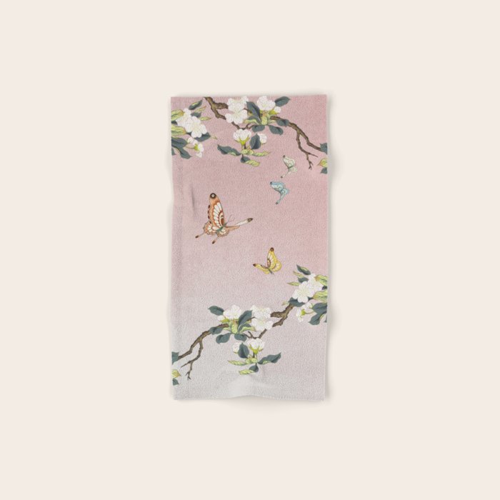 Butterflies and pear blossoms Bath Towel Gallery Image 1