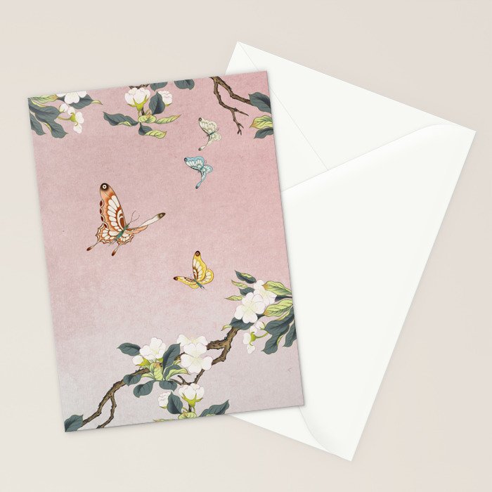 Butterflies and pear blossoms Stationery Card Gallery Image 2