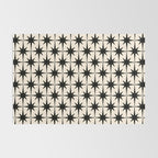 Midcentury Modern Atomic Age Starburst Pattern in Black and Almond Cream Rug Gallery Image 2