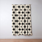 Midcentury Modern Atomic Age Starburst Pattern in Black and Almond Cream Window Curtain Gallery Image 3