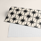 Midcentury Modern Atomic Age Starburst Pattern in Black and Almond Cream Wrapping Paper Gallery Image 2