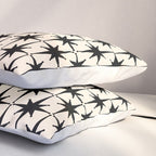 Midcentury Modern Atomic Age Starburst Pattern in Black and Almond Cream Pillow Sham Gallery Image 3