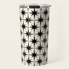 Midcentury Modern Atomic Age Starburst Pattern in Black and Almond Cream Travel Mug Gallery Image 1
