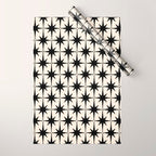 Midcentury Modern Atomic Age Starburst Pattern in Black and Almond Cream Wrapping Paper Gallery Image 1