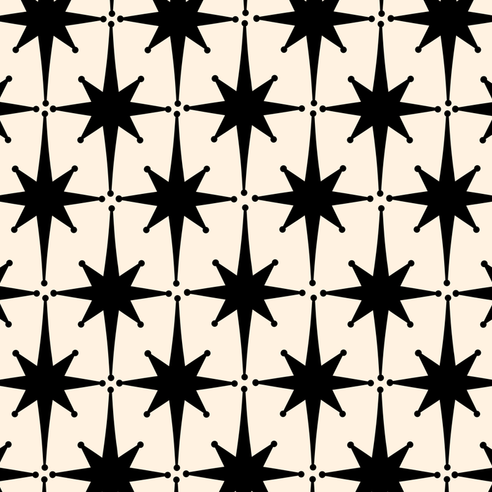 Midcentury Modern Atomic Age Starburst Pattern in Black and Almond Cream Coffee Mug Gallery Image 2