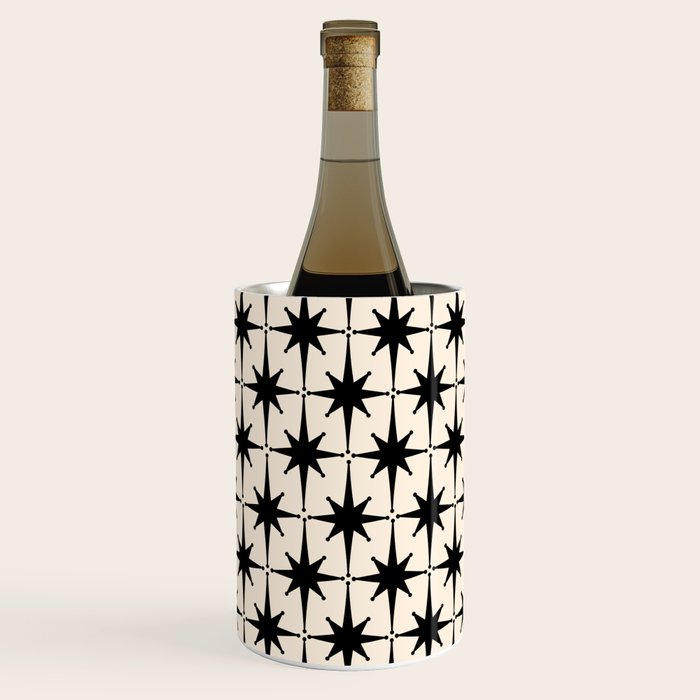 Midcentury Modern Atomic Age Starburst Pattern in Black and Almond Cream Wine Chiller Gallery Image 3