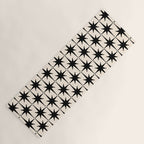 Midcentury Modern Atomic Age Starburst Pattern in Black and Almond Cream Yoga Mat Gallery Image 1