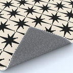 Midcentury Modern Atomic Age Starburst Pattern in Black and Almond Cream Rug Gallery Image 4