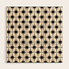 Midcentury Modern Atomic Age Starburst Pattern in Black and Almond Cream Wood Wall Art Gallery Image 1