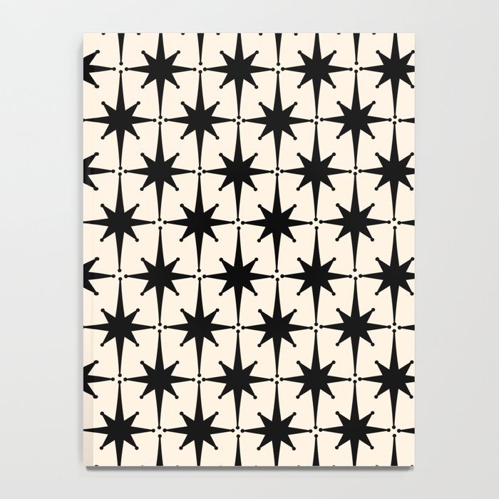 Midcentury Modern Atomic Age Starburst Pattern in Black and Almond Cream Notebook Gallery Image 4