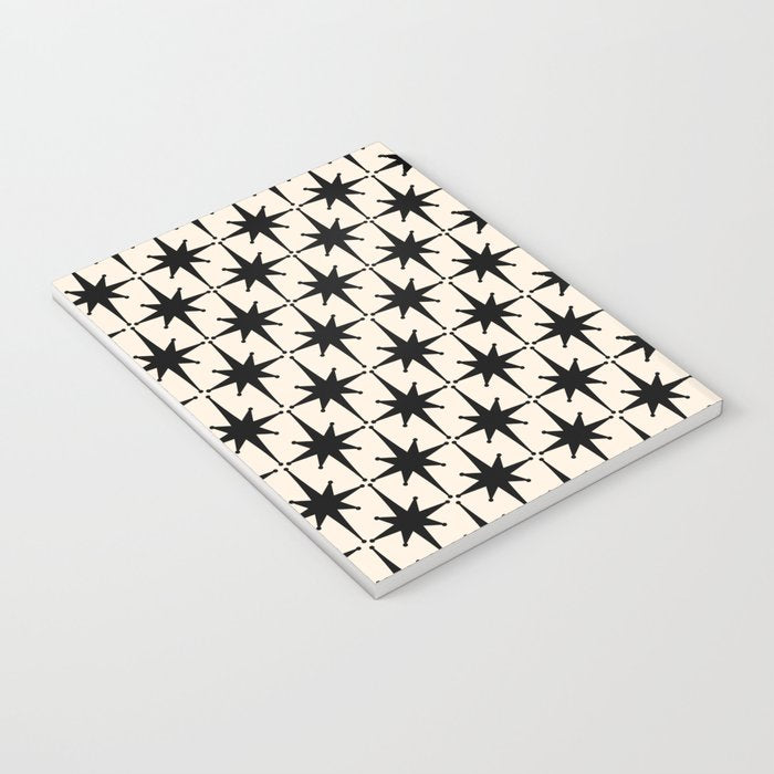 Midcentury Modern Atomic Age Starburst Pattern in Black and Almond Cream Notebook Gallery Image 3