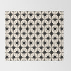 Midcentury Modern Atomic Age Starburst Pattern in Black and Almond Cream Throw Blanket Gallery Image 2