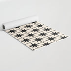 Midcentury Modern Atomic Age Starburst Pattern in Black and Almond Cream Yoga Mat Gallery Image 2