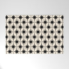 Midcentury Modern Atomic Age Starburst Pattern in Black and Almond Cream Welcome Mat Gallery Image 1