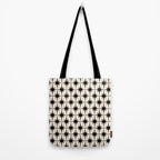 Midcentury Modern Atomic Age Starburst Pattern in Black and Almond Cream Tote Bag Gallery Image 2
