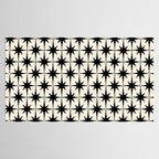 Midcentury Modern Atomic Age Starburst Pattern in Black and Almond Cream Tablecloth Gallery Image 2