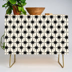 Midcentury Modern Atomic Age Starburst Pattern in Black and Almond Cream Credenza Gallery Image 1