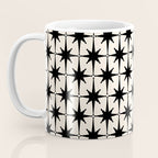 Midcentury Modern Atomic Age Starburst Pattern in Black and Almond Cream Coffee Mug Gallery Image 3