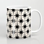 Midcentury Modern Atomic Age Starburst Pattern in Black and Almond Cream Coffee Mug Gallery Image 1
