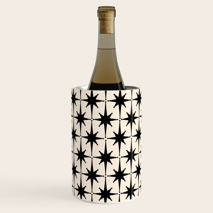 Midcentury Modern Atomic Age Starburst Pattern in Black and Almond Cream Wine Chiller Gallery Image 1