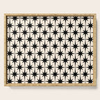 Midcentury Modern Atomic Age Starburst Pattern in Black and Almond Cream Serving Tray Gallery Image 1