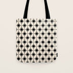 Midcentury Modern Atomic Age Starburst Pattern in Black and Almond Cream Tote Bag Gallery Image 1