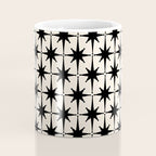 Midcentury Modern Atomic Age Starburst Pattern in Black and Almond Cream Coffee Mug Gallery Image 4