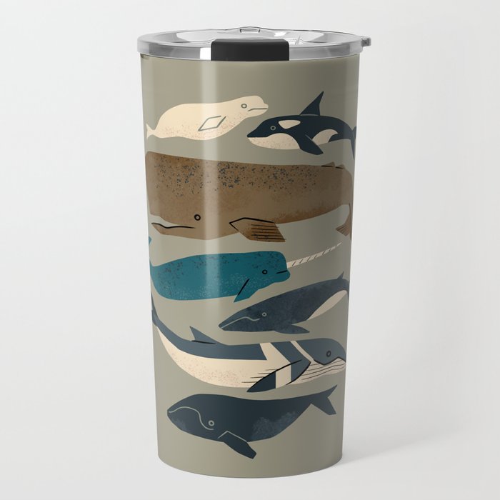 Whales Ahoy (Gray) Travel Mug Gallery Image 1