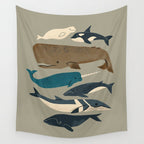 Whales Ahoy (Gray) Wall Tapestry Gallery Image 4