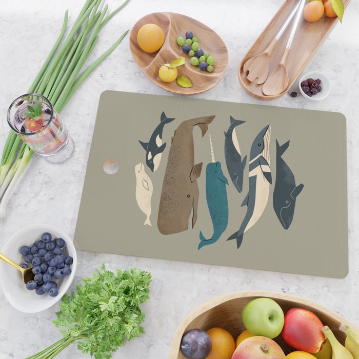 Whales Ahoy (Gray) Cutting Board Gallery Image 2