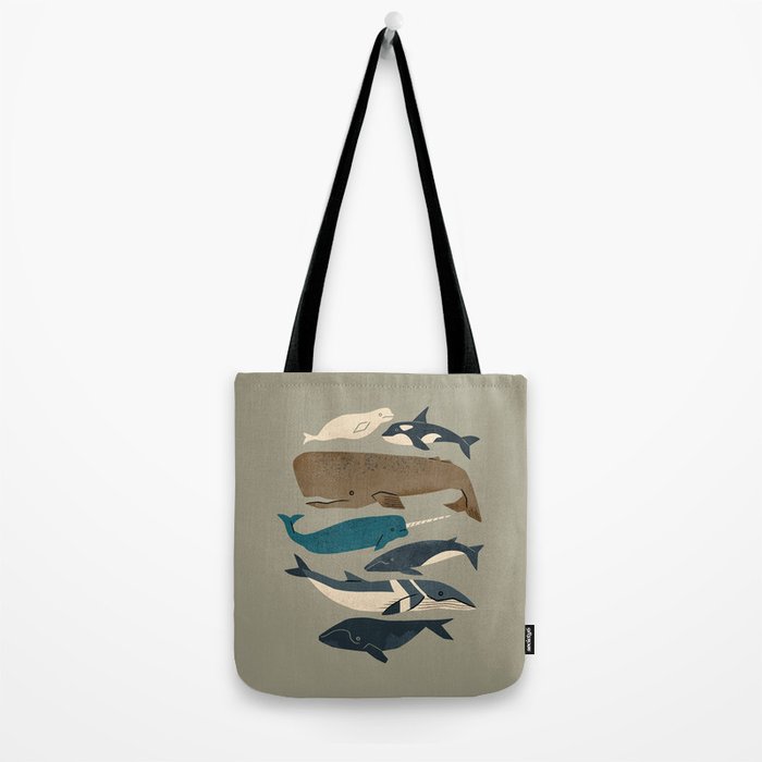 Whales Ahoy (Gray) Tote Bag Gallery Image 2