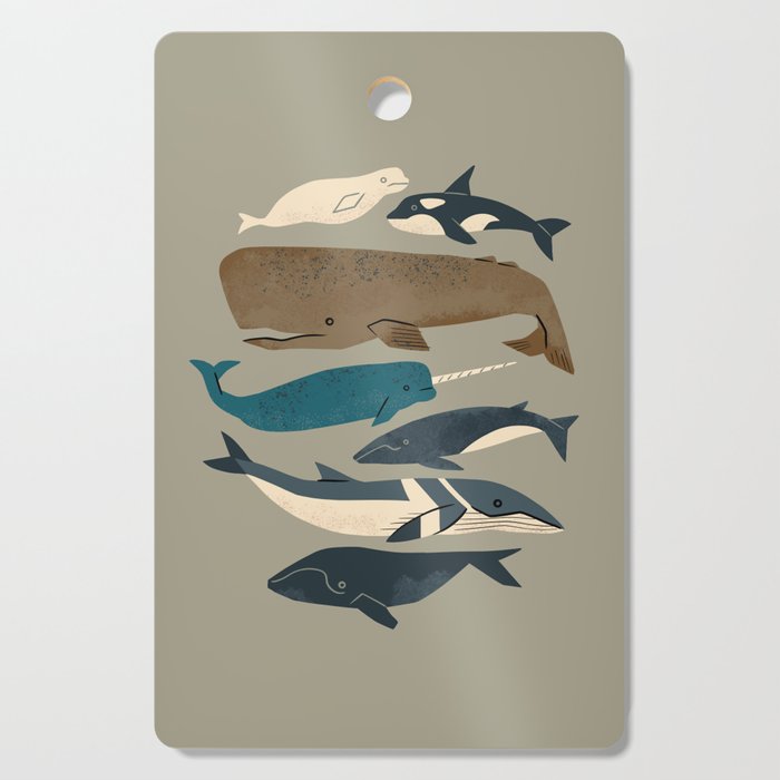 Whales Ahoy (Gray) Cutting Board Gallery Image 1