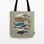 Whales Ahoy (Gray) Tote Bag Gallery Image 1