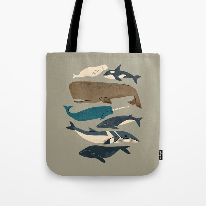 Whales Ahoy (Gray) Tote Bag Gallery Image 1