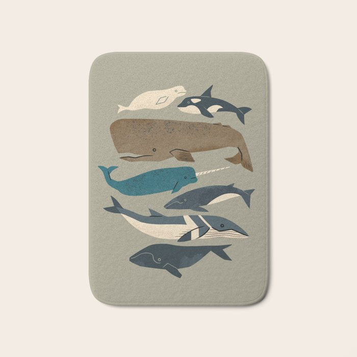 Whales Ahoy (Gray) Bath Mat Gallery Image 1