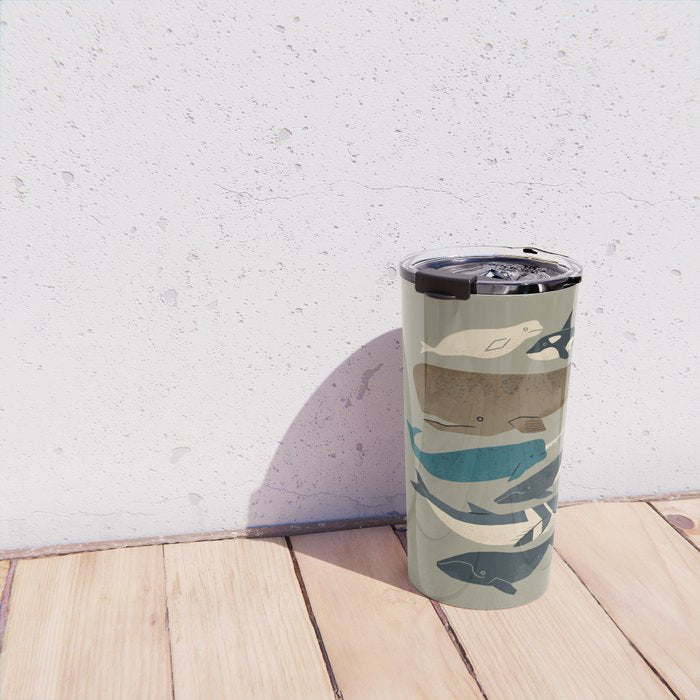 Whales Ahoy (Gray) Travel Mug Gallery Image 4