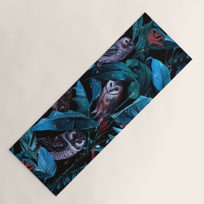Owl and Leaf Garden Yoga Mat Gallery Image 1
