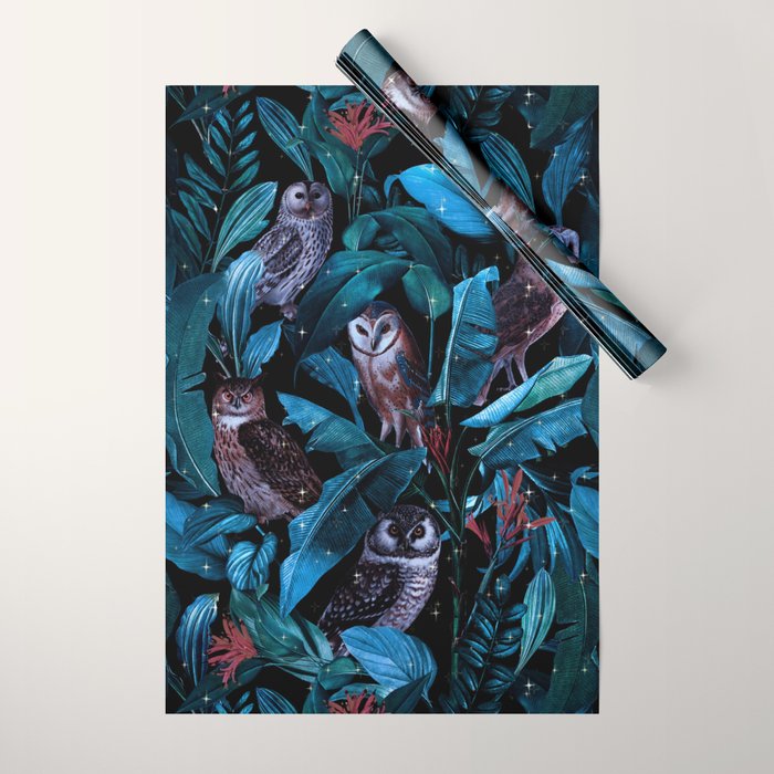 Owl and Leaf Garden Wrapping Paper Gallery Image 1