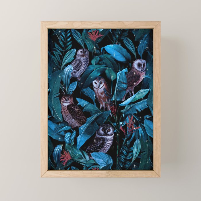 Owl and Leaf Garden Mini Art Print Gallery Image 1