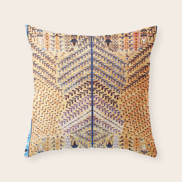 Amritsar Floral Garden Persian Rug Print Throw Pillow Gallery Image 1