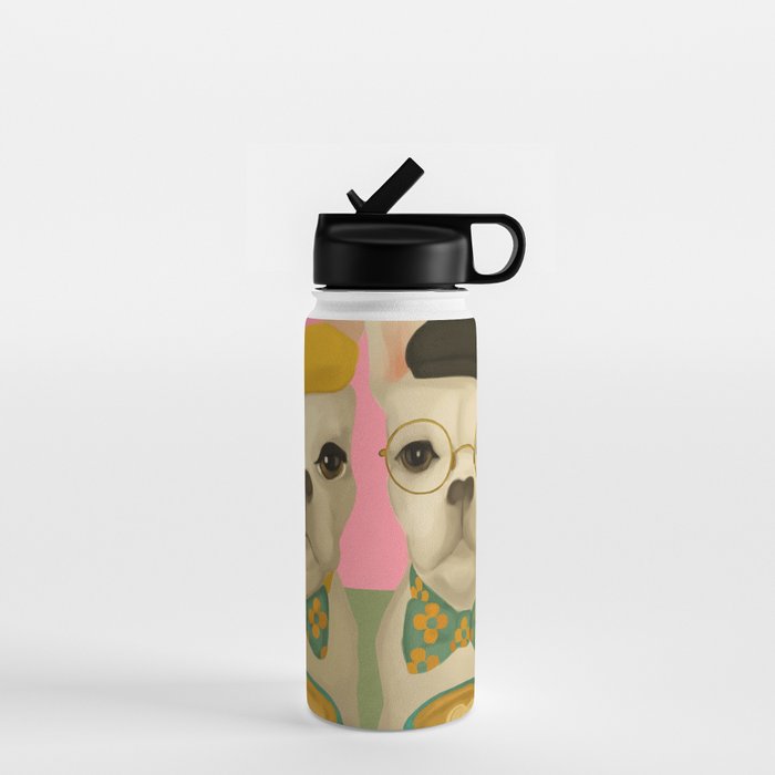 French Bulldogs at Breakfast Cafe Water Bottle Gallery Image 1