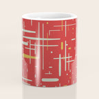 Mid-Century Modern Kinetikos Pattern in Retro Red Gold Celadon Coffee Mug Gallery Image 4