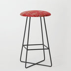Mid-Century Modern Kinetikos Pattern in Retro Red Gold Celadon Stool Gallery Image 1