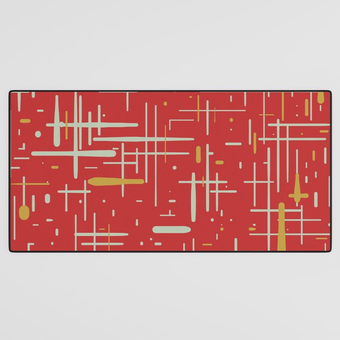 Mid-Century Modern Kinetikos Pattern in Retro Red Gold Celadon Desk Mat Gallery Image 3