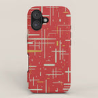 Mid-Century Modern Kinetikos Pattern in Retro Red Gold Celadon iPhone Case Gallery Image 1