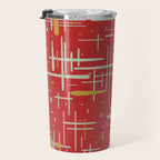 Mid-Century Modern Kinetikos Pattern in Retro Red Gold Celadon Travel Mug Gallery Image 3