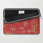 Mid-Century Modern Kinetikos Pattern in Retro Red Gold Celadon Laptop Sleeve Gallery Image 2
