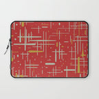 Mid-Century Modern Kinetikos Pattern in Retro Red Gold Celadon Laptop Sleeve Gallery Image 1