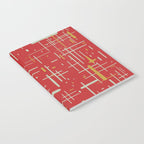 Mid-Century Modern Kinetikos Pattern in Retro Red Gold Celadon Notebook Gallery Image 2